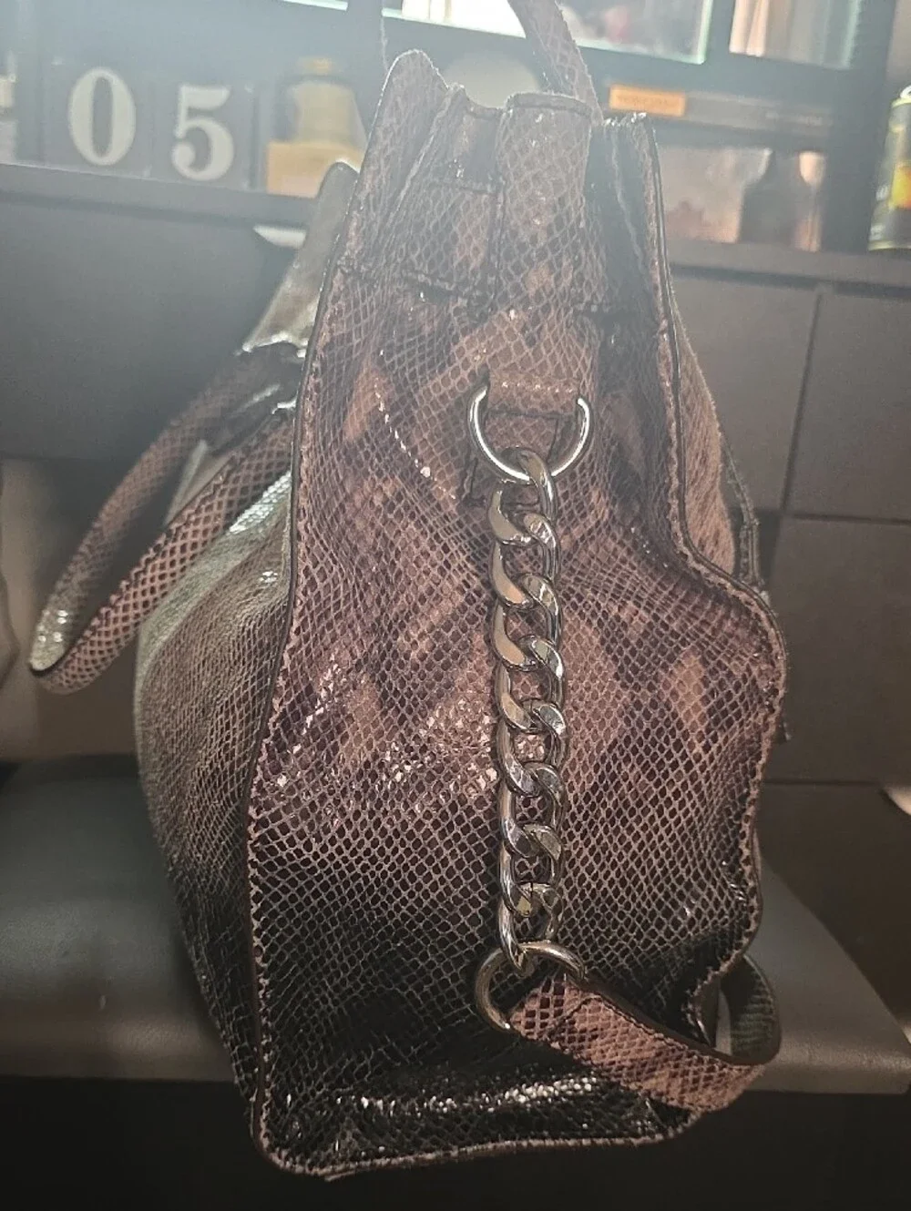 Michael Kors Pink Snakeskin-Pattern Shoulder Tote